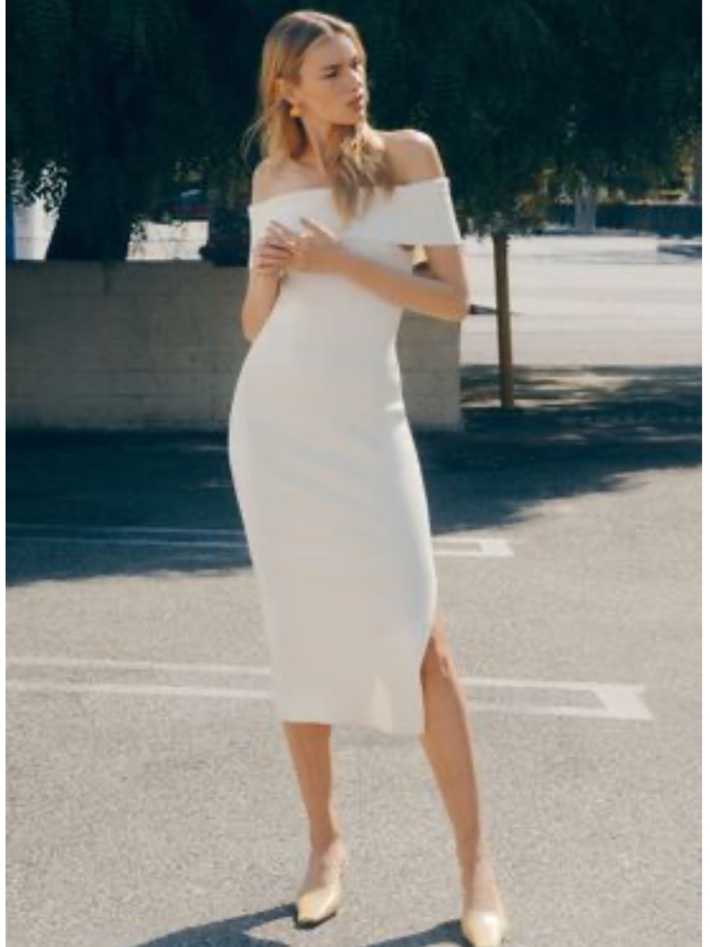 Dynamite Strapless Fold-Over Maxi Dress in Cream
